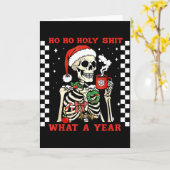 Funny Ho Ho What A Year Skeleton Santa Christmas 2 Karte (Gelbe Blume)