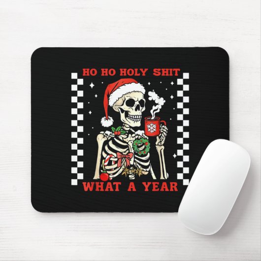 Funny Ho Ho What A Year Skeleton Santa Christmas 2 Mousepad (Mit Mouse)
