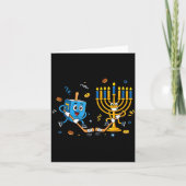 Funny Hockey Dreidel Menorah Hanukkah Kids Womens Karte (Vorderseite)
