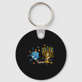 Funny Hockey Dreidel Menorah Hanukkah Kids Womens  Schlüsselanhänger (Vorderseite)