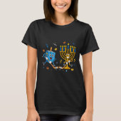 Funny Hockey Dreidel Menorah Hanukkah Kids Womens T-Shirt (Vorderseite)