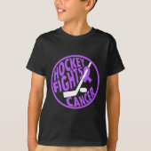 Funny Hockey Fights Cancer Purple Ribbon Gift T-Shirt (Vorderseite)