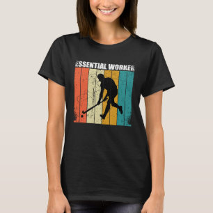 Funny Hockey Frisbee Essential Worker Retro Vintag T-Shirt