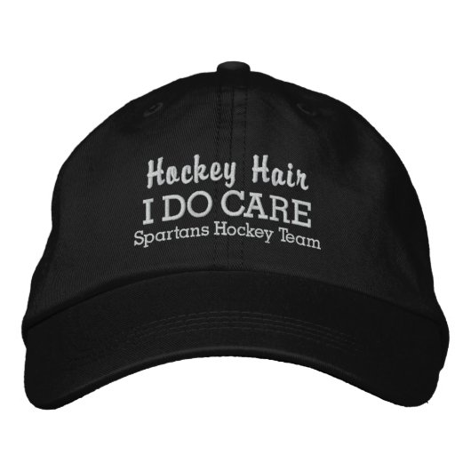Funny "Hockey Hair I DO Care" benutzerdefinierter  Bestickte Kappe (Vorderseite)