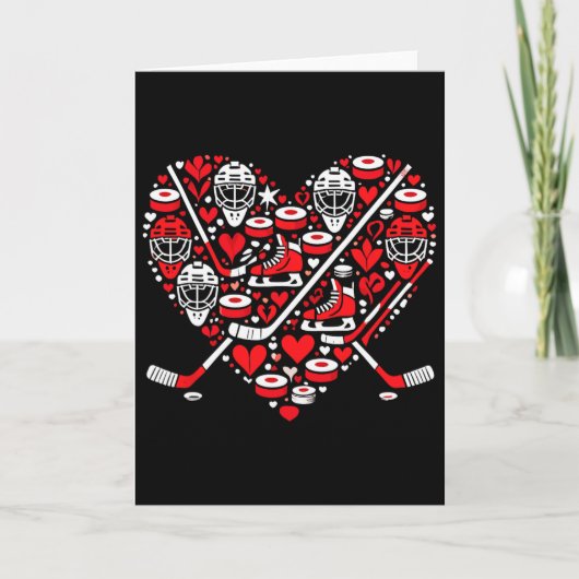 Funny Hockey Heart Valentine Hockey Womens Mens Ki Karte (Vorderseite)