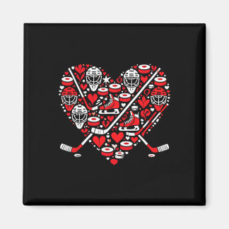 Funny Hockey Heart Valentine Hockey Womens Mens Ki Magnet