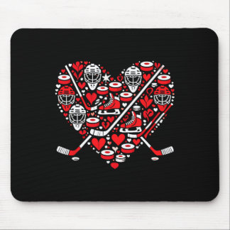 Funny Hockey Heart Valentine Hockey Womens Mens Ki Mousepad