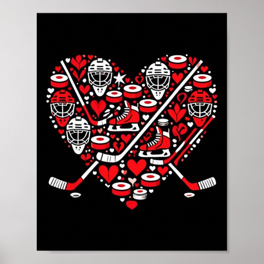 Funny Hockey Heart Valentine Hockey Womens Mens Ki Poster (Vorne)