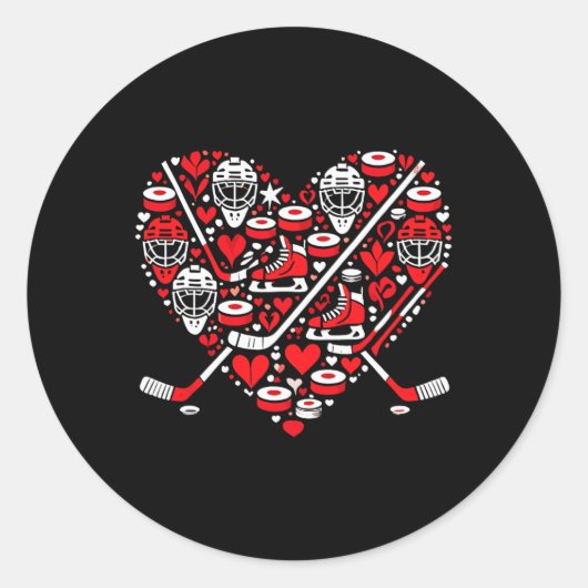 Funny Hockey Heart Valentine Hockey Womens Mens Ki Runder Aufkleber (Vorderseite)