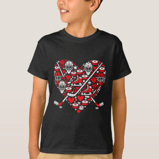 Funny Hockey Heart Valentine Hockey Womens Mens Ki T-Shirt