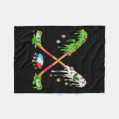 Funny Hockey Holiday Candy Cane Gingerbread  Fleecedecke (Vorderseite (Horizontal))