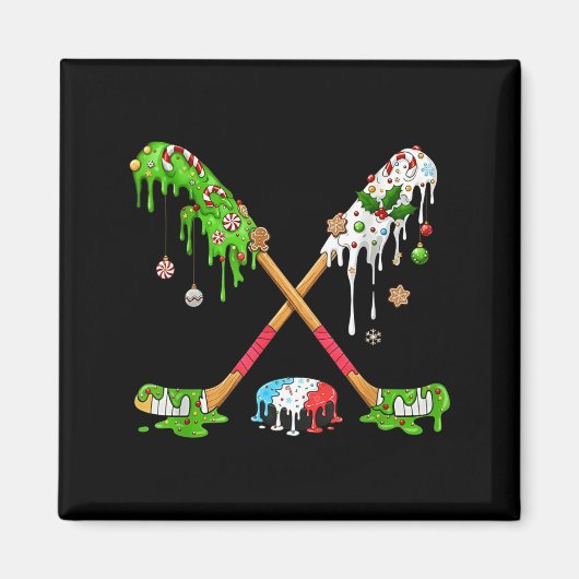 Funny Hockey Holiday Candy Cane Gingerbread  Magnet (Vorne)