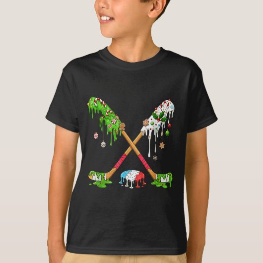 Funny Hockey Holiday Candy Cane Gingerbread  T-Shirt (Vorderseite)