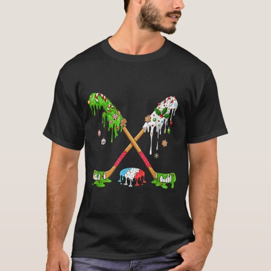 Funny Hockey Holiday Candy Cane Gingerbread  T-Shirt (Vorderseite)