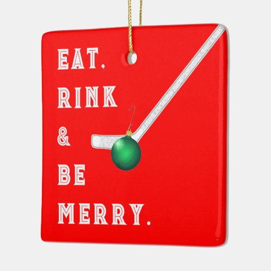 Funny Hockey Holiday Geschenk Keramik Ornament (Links)