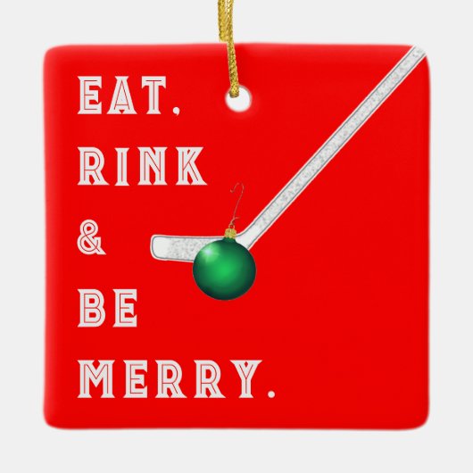 Funny Hockey Holiday Geschenk Keramik Ornament (Vorderseite)