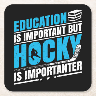 Funny Hockey ist wichtig Rechteckiger Pappuntersetzer