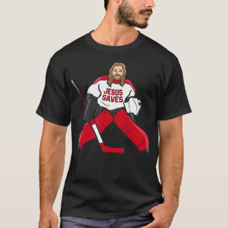 Funny Hockey Jesus Rette Hockey Goalie T-Shirt