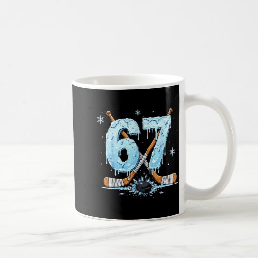 Funny Hockey Lovers Drip 6-7 Number Six Seven Puck Kaffeetasse (Rechts)