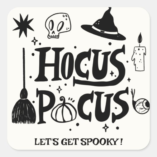 Funny Hocus Pocus Hexe Halloween Quadratischer Aufkleber (Vorderseite)