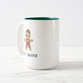 Funny Holed Gingerbrot Man Holiday Zitat Zweifarbige Tasse (Vorderseite Links)