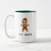 Funny Holed Gingerbrot Man Holiday Zitat Zweifarbige Tasse (Links)
