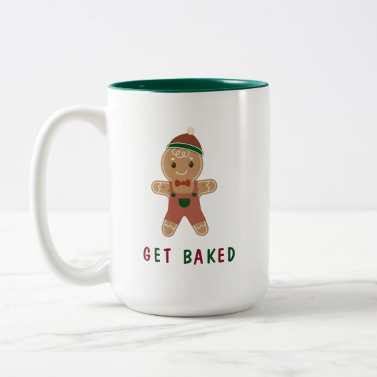 Funny Holed Gingerbrot Man Holiday Zitat Zweifarbige Tasse (Links)
