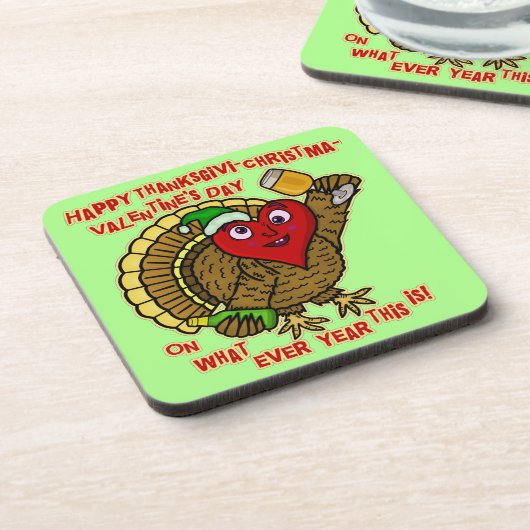 Funny Holiday Betrunken Türkei Herz Getränkeuntersetzer (Linke Seite)