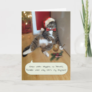 Funny Holiday Cat Card, Santa's Rentier Feiertagskarte