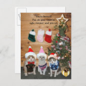 Funny Holiday Cats in Ugly Sweaters Einladungspostkarte (Vorne/Hinten)
