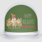 Funny Holiday Chickens Customizable Schneekugeln (Vorderseite)