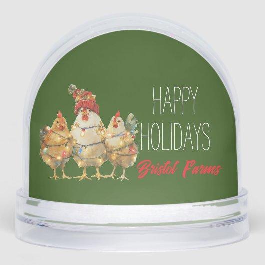 Funny Holiday Chickens Customizable Schneekugeln (Vorderseite)