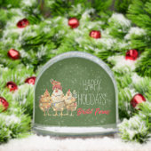 Funny Holiday Chickens Customizable Schneekugeln (Weihnachten)