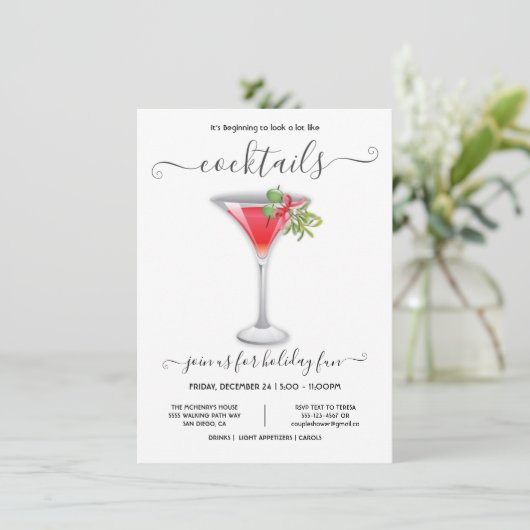 Funny Holiday Christmas Cocktail Party Einladung (Stehend Vorderseite)