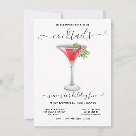 Funny Holiday Christmas Cocktail Party Einladung (Vorderseite)
