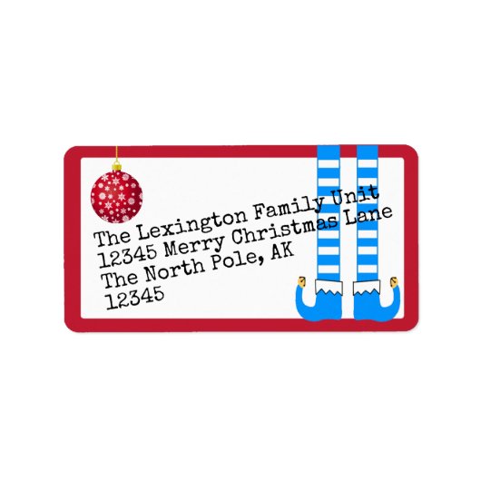 Funny Holiday Elf Legs Adressaufkleber (Vorne)