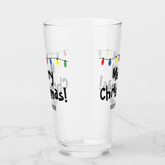 Funny Holiday Glas mit Weihnachtsbeleuchtung (Links)