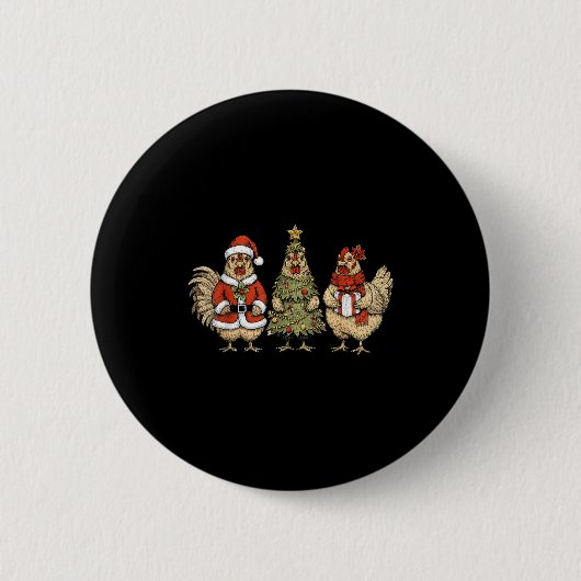 Funny Holiday Hen Christmas Chicken Button (Vorderseite)