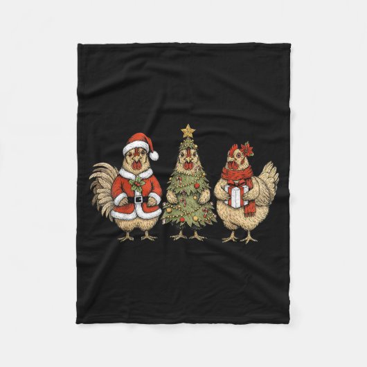 Funny Holiday Hen Christmas Chicken Fleecedecke (Vorderseite)