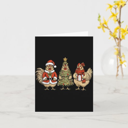 Funny Holiday Hen Christmas Chicken  Karte (Gelbe Blume)