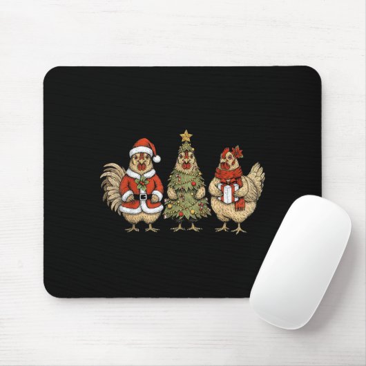 Funny Holiday Hen Christmas Chicken Mousepad (Mit Mouse)