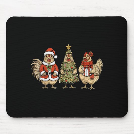 Funny Holiday Hen Christmas Chicken Mousepad (Vorne)