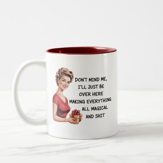 Funny Holiday Hostess Geschenke Weihnachten macht Zweifarbige Tasse (Links)