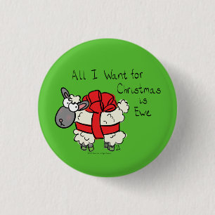 Funny Holiday Niedliche Schafe Weihnachten Cartoon Button
