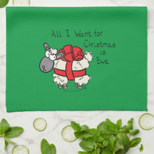 Funny Holiday Niedliche Schafe Weihnachten Cartoon Geschirrtuch