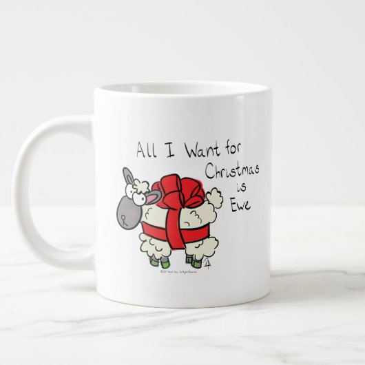 Funny Holiday Niedliche Schafe Weihnachten Cartoon Jumbo-Tasse (Links)