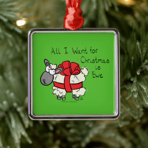 Funny Holiday Niedliche Schafe Weihnachten Cartoon Ornament Aus Metall