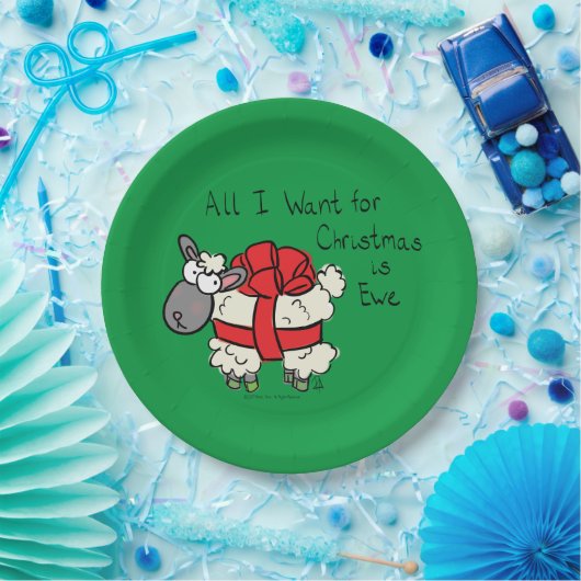 Funny Holiday Niedliche Schafe Weihnachten Cartoon Pappteller (Party)