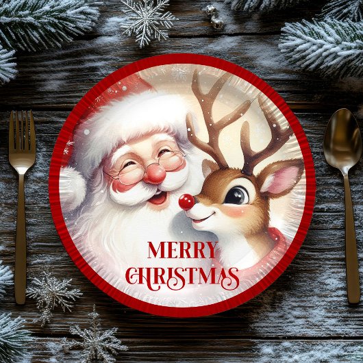 Funny Holiday Paper Plates Santa Claus Rudolph Pappteller