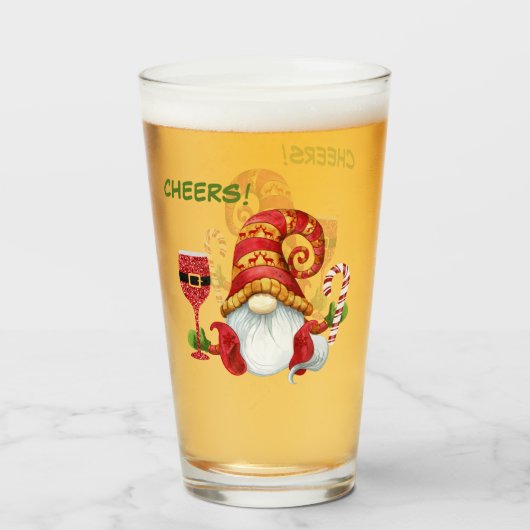Funny Holiday Party Gnome Cheers Glas (Vorne (Gefüllt))